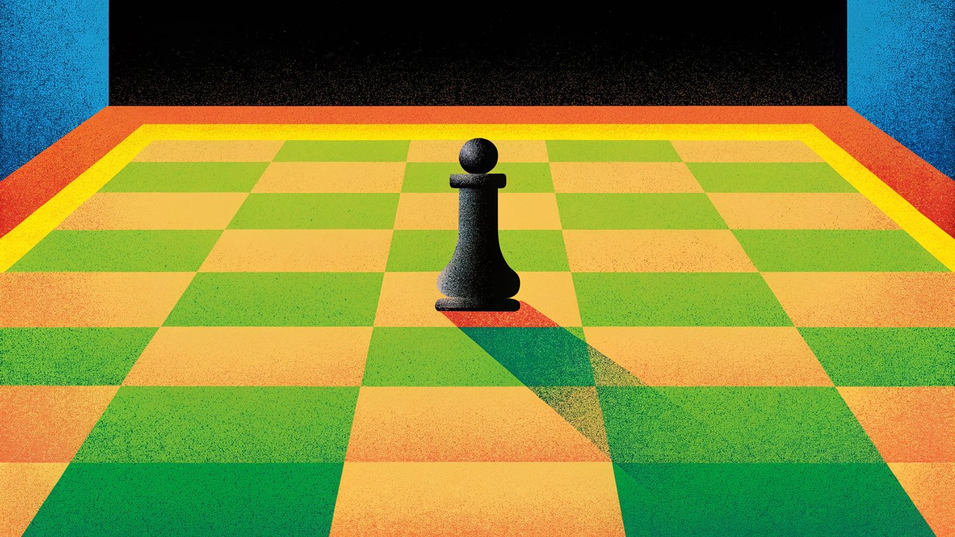 A chess piece overlooking the board, representing strategic advantage from competitive intelligence.