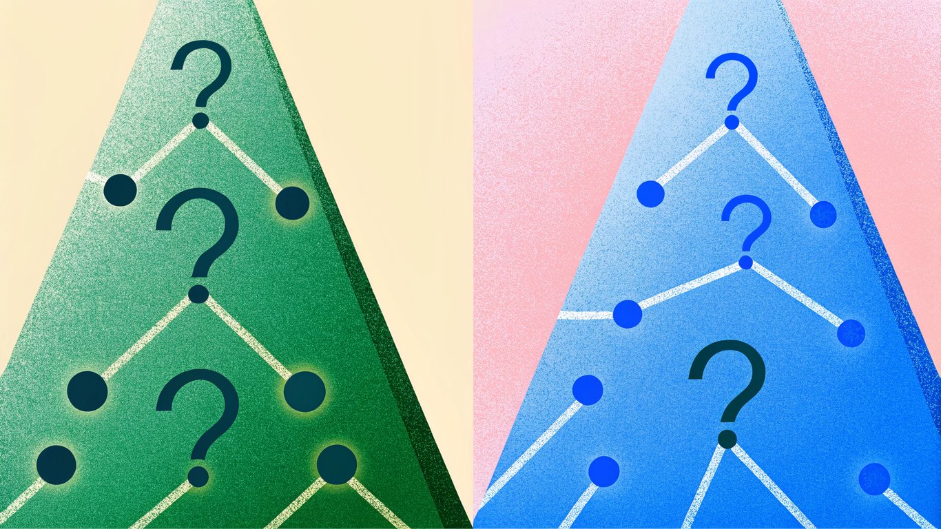 Comparison of two paths: one uncertain and intuitive, the other clear and data-driven.