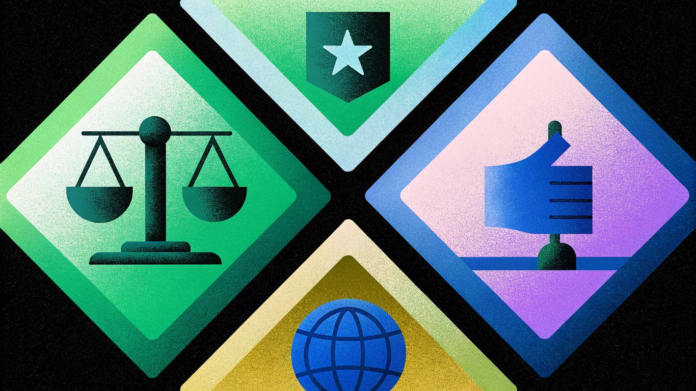 Abstract representation of E-E-A-T principles: Experience, Expertise, Authoritativeness, and Trustworthiness.