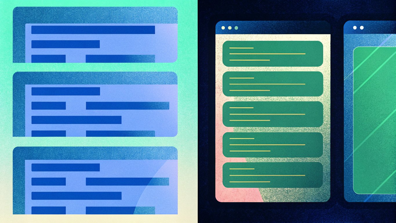 Comparison of a traditional search results page with blue links versus an AI-generated synthesized answer from multiple sources.